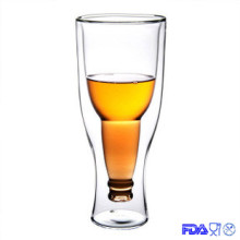 Doppelte Wand-Glas-Becher, Bier-Schale, Hand durchgebranntes Glas